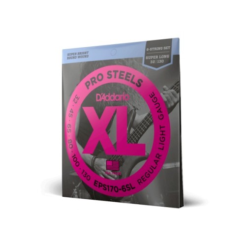 Струни для гітари D'Addario ProSteels Bass Light 6-String (32-130) (EPS170-6SL)