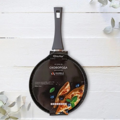 Сковорода Gusto Marble 260x15 мм для млинців GT-2204-26 (79096)
