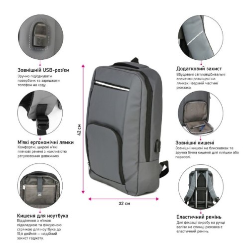 Рюкзак туристичний NikiBo Essential 16л сірий (30011205-07)