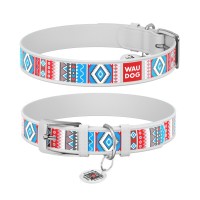 Нашийник для тварин WAUDOG Design з QR паспортом "Етно" XS Ш 12 мм Д 20-28 см білий (373815)