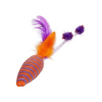 Іграшка для котів Hippie Pet Мишка з пір'ям червона 16.5 см (HIPCT22029R)