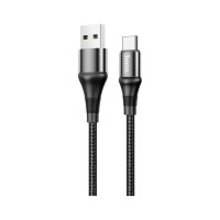 Дата кабель USB 2.0 AM to USB-C 1.0m 3A nylon X50 black HOCO (6931474734235)