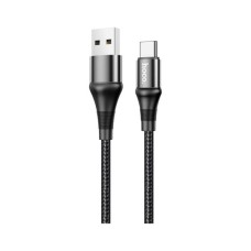 Дата кабель USB 2.0 AM to USB-C 1.0m 3A nylon X50 black HOCO (6931474734235)