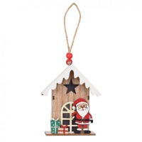 Прикраса декоративна YES! Fun Будиночок із Сантою 11 см дерево LED (975073)