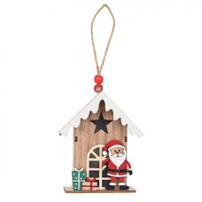 Прикраса декоративна YES! Fun Будиночок із Сантою 11 см дерево LED (975073)