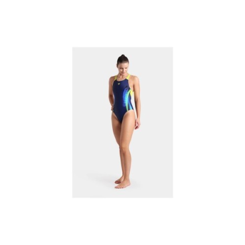 Купальник Arena Breath Swimsuit V Back Lb 008330-760 чорний, жовтий, зелений, синій 40 (3468337422051)