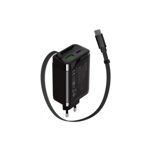 Зарядний пристрій Canyon 1xUSB-C PD65W + 1xUSB QC3.0 + cable USB-C to USB-C black (CNS-CURC65ACB)