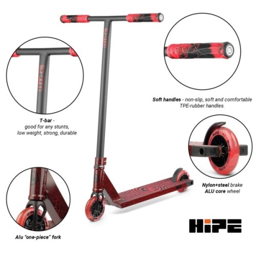Самокат Hipe H11 Magma трюковий (black/red) (250160)