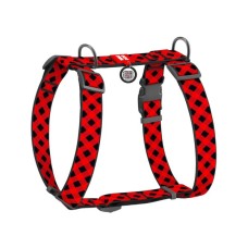 Шлея для собак WAUDOG Nylon анатомічна H-подібна з QR-паспортом "Шотландка червона" пластиковий фастекс XL (323-0100)