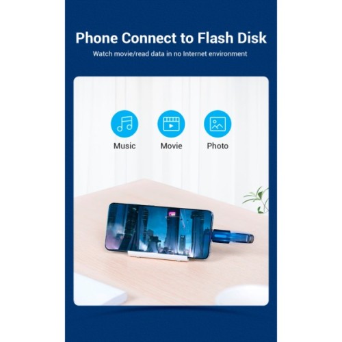 Перехідник OTG USB 2.0 AF to USB-C Vention (CDTB0)