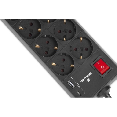 Мережевий фільтр живлення REAL-EL RS-PROTECT 805 3m, black (EL122300043)