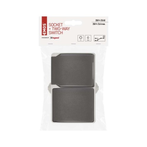 Розетка EMOS 16A 250V IP44 подвійна (A1396.2)