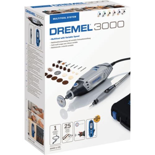 Гравер Dremel 3000-1/25 130W, 10000-33000об/хв, 25 насадок, кейс (F.013.300.0JP)
