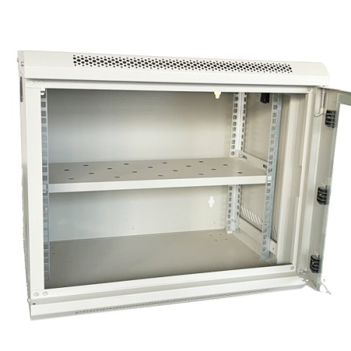 Шафа настінна GEAR 9U 19" 600x600x450 мм, + полка 19", grey (GWMSN-9U-600-600G)