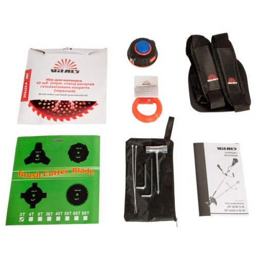 Тример садовий Vitals Master, AZT 36100-1n BL, 36V (18+18), 1000W, 25.5см, ніж/ліска 43см, 5.55кг (без АКБ та ЗП) (243559)