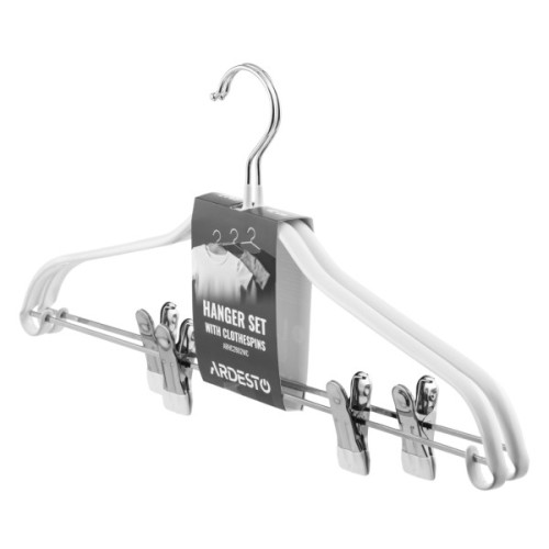 Плічка Ardesto Металеві з ПВХ покриттям З прищіпками Білі 42 см 2 шт. (ARHC2802WC)