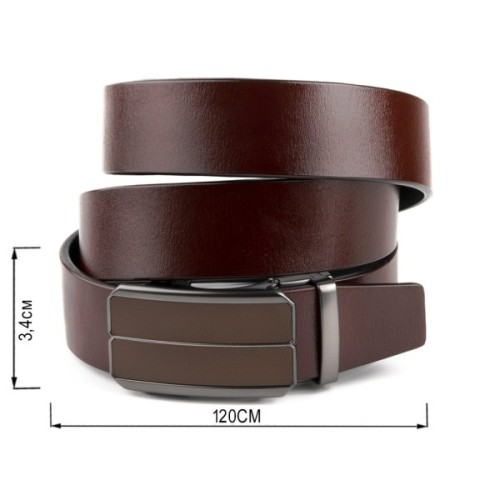 Ремінь Vintage Чоловічий з коричневою вставкою та затемненим металом Коричневий (20280)