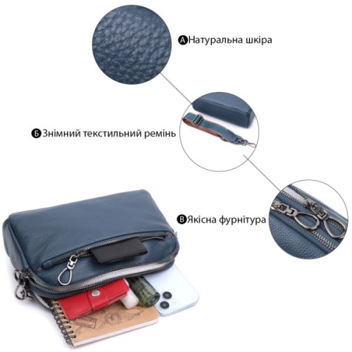 Сумка Vintage З натуральної шкіри Синя (22600)