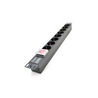 Силовий блок 19" 8 розеток, без кабеля, вимикач, алюм. корпус PiPo (PP8PDUGRC14)