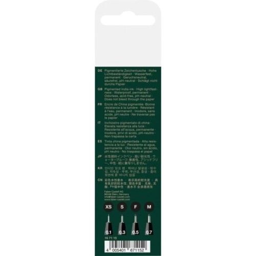 Лайнер Faber-Castell набір капілярних ручок PITT Artist Pen black fineliner, 4 шт (XS, S, F, M) чорного коліру (25826)