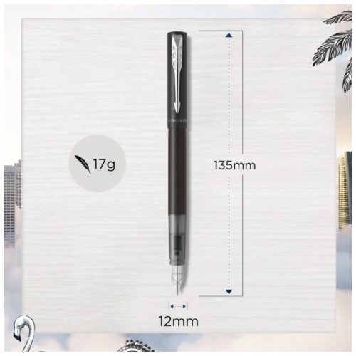 Ручка пір'яна Parker VECTOR 17 XL Metallic Black CT  FP M (06 012)