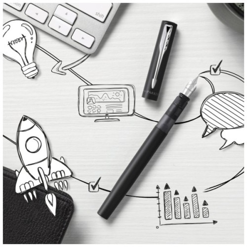 Ручка пір'яна Parker VECTOR 17 XL Metallic Black CT  FP M (06 012)