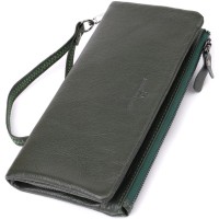 Гаманець ST Leather З натуральної шкіри Зелений (23104)