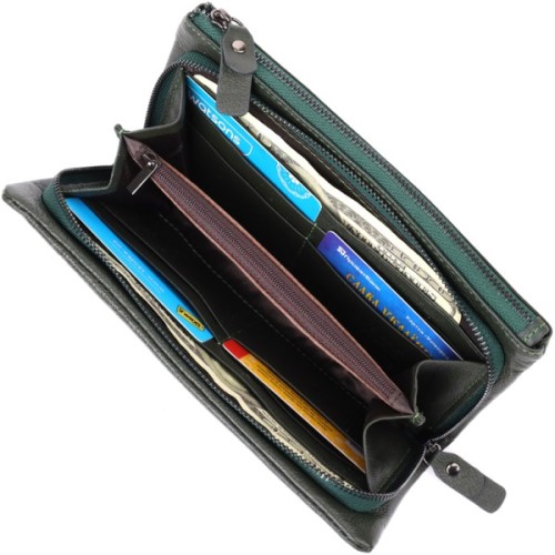 Гаманець ST Leather З натуральної шкіри Зелений (23104)