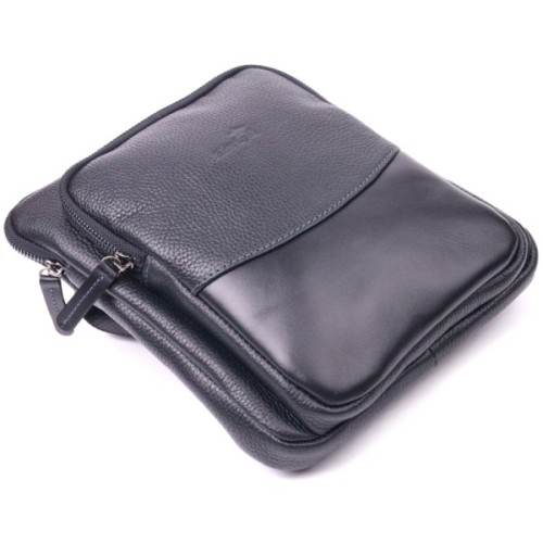 Сумка Shvigel З комбінованої натуральної шкіри Чорна (18720)