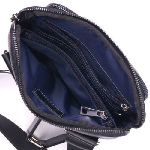 Сумка Shvigel З комбінованої натуральної шкіри Чорна (18720)