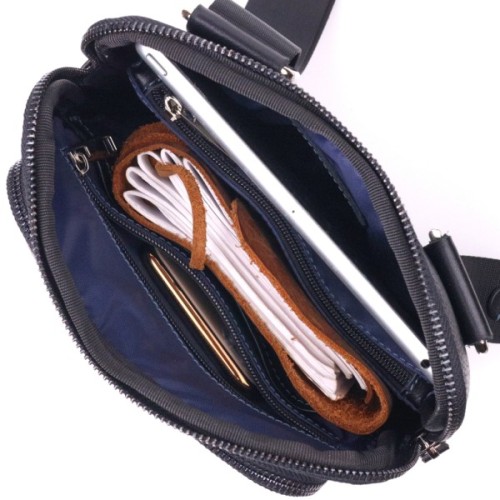 Сумка Shvigel З комбінованої натуральної шкіри Чорна (18720)