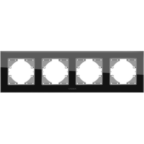 Рамка Videx BINERA чорне скло 4 поста (VF-BNFRG4H-B)