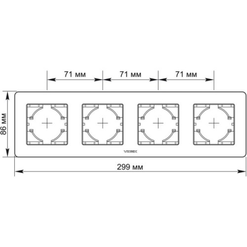 Рамка Videx BINERA чорне скло 4 поста (VF-BNFRG4H-B)