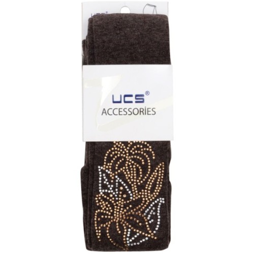 Колготки дитячі UCS Socks з квітами зі страз (M0C0302-1041-11G-brown)
