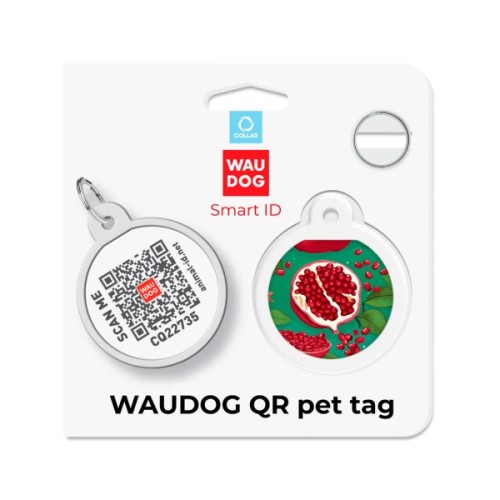 Адресник для тварин WAUDOG Smart ID з QR паспортом "Гранати", коло 25 мм (225-4052)