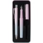 Ручка кулькова Faber-Castell набір ручок POLY Ball Set в металевому пеналі (перо М + кульк. ручка), колір корпусу рожево-блак (33116)
