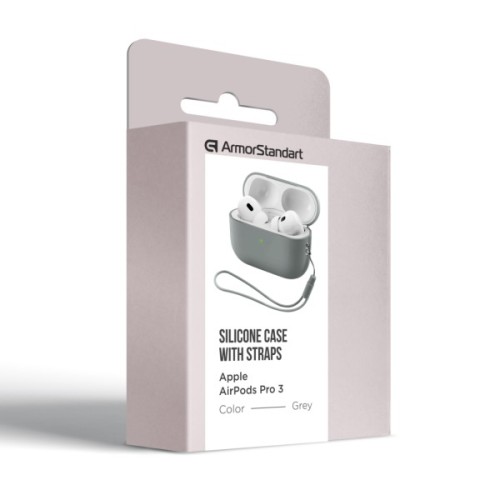 Чохол для навушників Armorstandart Silicone Case with straps For Apple AirPods Pro 3 Grey (ARM91281)