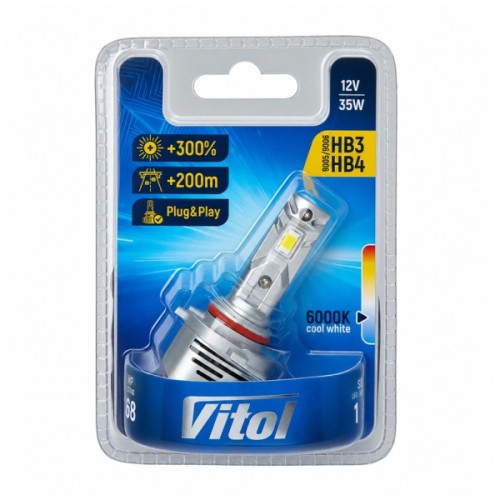 Автолампа Vitol LV1-HB3/HB4 /LED-chips 3570 CSP/9-18v/35w/3000Lm/6000K (LV1-HB3/HB4)