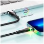 Дата кабель USB 2.0 AM to Lightning 2.0m 2.4A LED black Essager (EXCL-XCDA01)