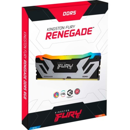 Модуль пам'яті для комп'ютера DDR5 48GB (2x24GB) 8800 MHz Renegade RGB Black/Silver Kingston Fury (ex.HyperX) (KF588CU42RSAK2-48)
