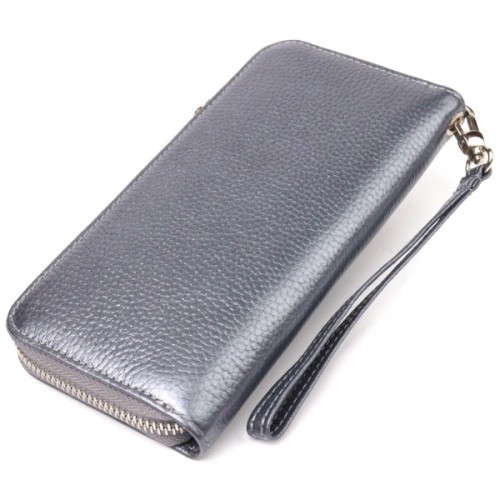 Гаманець Canpellini З натуральної шкіри флотар Сірий (21622)