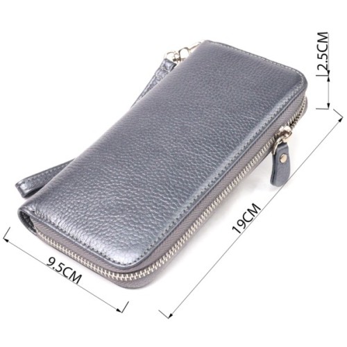 Гаманець Canpellini З натуральної шкіри флотар Сірий (21622)