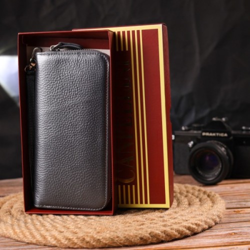 Гаманець Canpellini З натуральної шкіри флотар Сірий (21622)