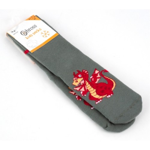 Шкарпетки дитячі Bross махрові з драконом (9898-8-10-green)