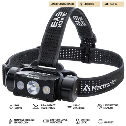 Ліхтар Mactronic Black Eye H40 (4000 Lm) Cool White/Red LED Rechargeable Type-C (THL0061) (DAS303952)