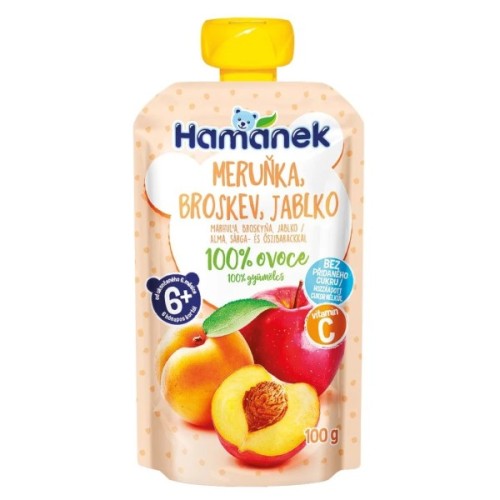 Дитяче пюре Hamanek із яблук, абрикосів та персиків 100 г (1215912)