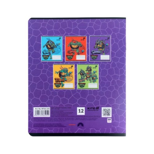 Зошит Kite Ninjia Turtles, 12 аркушів, лінія (NT26-234)