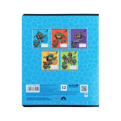 Зошит Kite Ninjia Turtles, 12 аркушів, лінія (NT26-234)