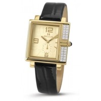 Наручний годинник Seculus 1670.2.1064 yellow, pvd-y-cz, black leather