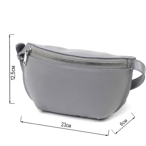 Сумка Shvigel Бананка з натуральної шкіри Сіра (16379)